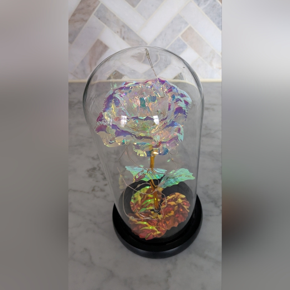 Lighted Rose In Glass Case - Picture 2 of 7